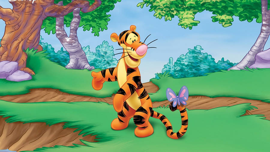 Tigger Pretty Butterfly Wallpaper