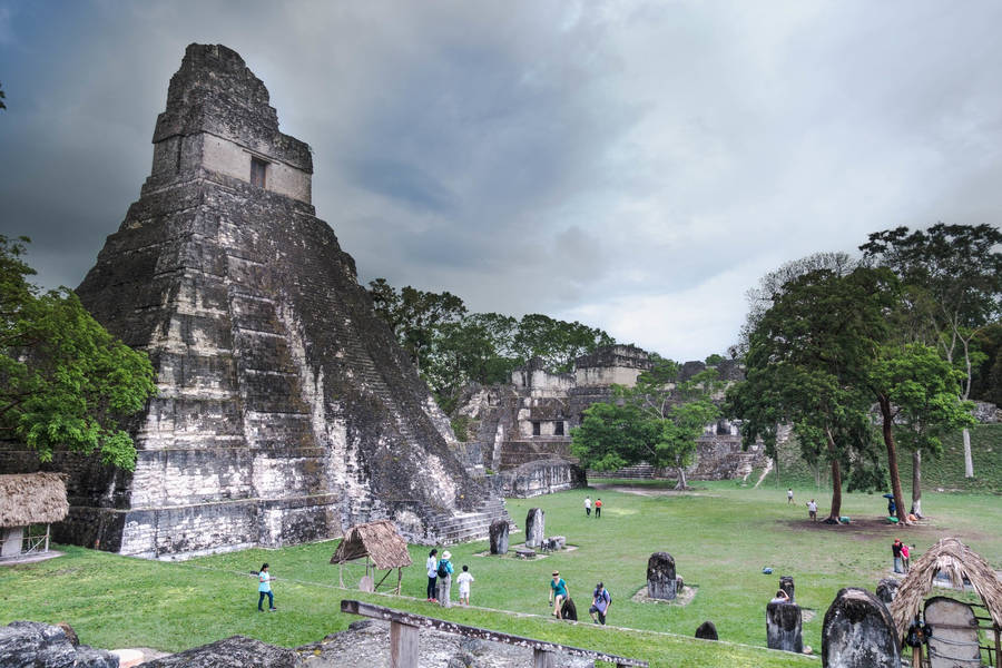 Tikal With Tourists Wallpaper