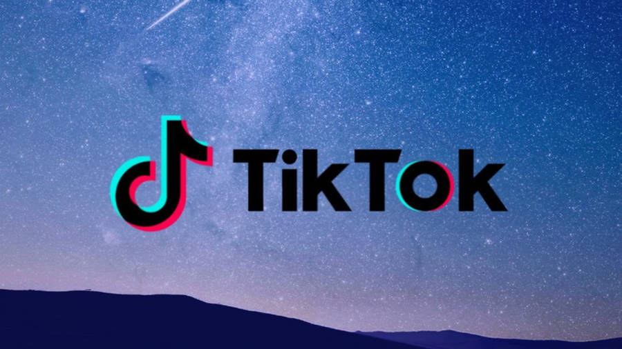 Tiktok Logo Night Sky Landscape Wallpaper