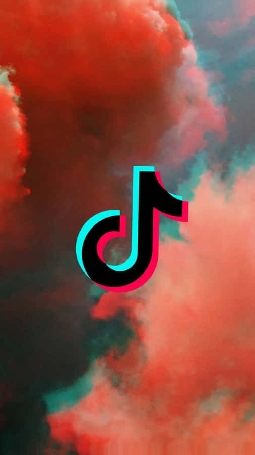 Tiktok Logo Orange Blue Cloud Wallpaper