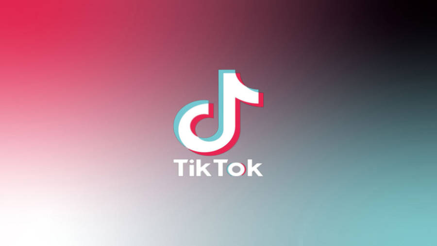 Tiktok Logo Red Teal Gradient Wallpaper