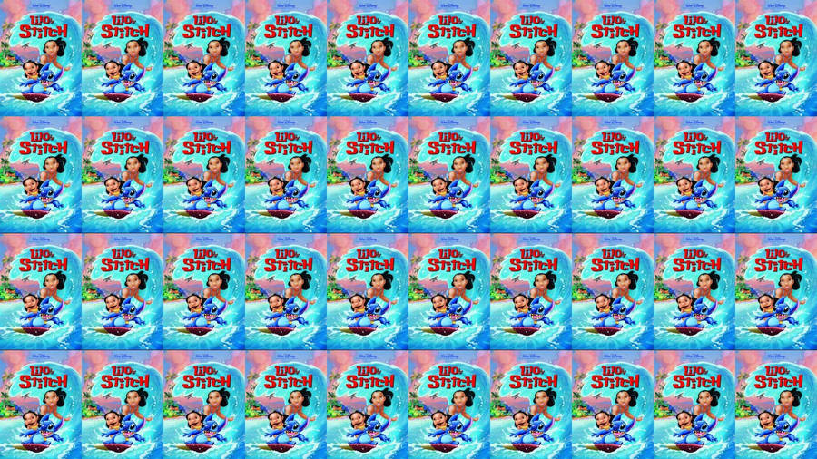 Tiled Photo Collage Of Lilo Stitch Wallpaper