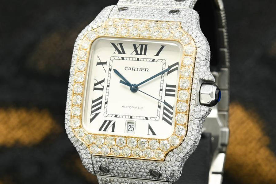 “time To Sparkle – Diamond-encrusted Cartier Watch Superimposed On Wrist” Wallpaper