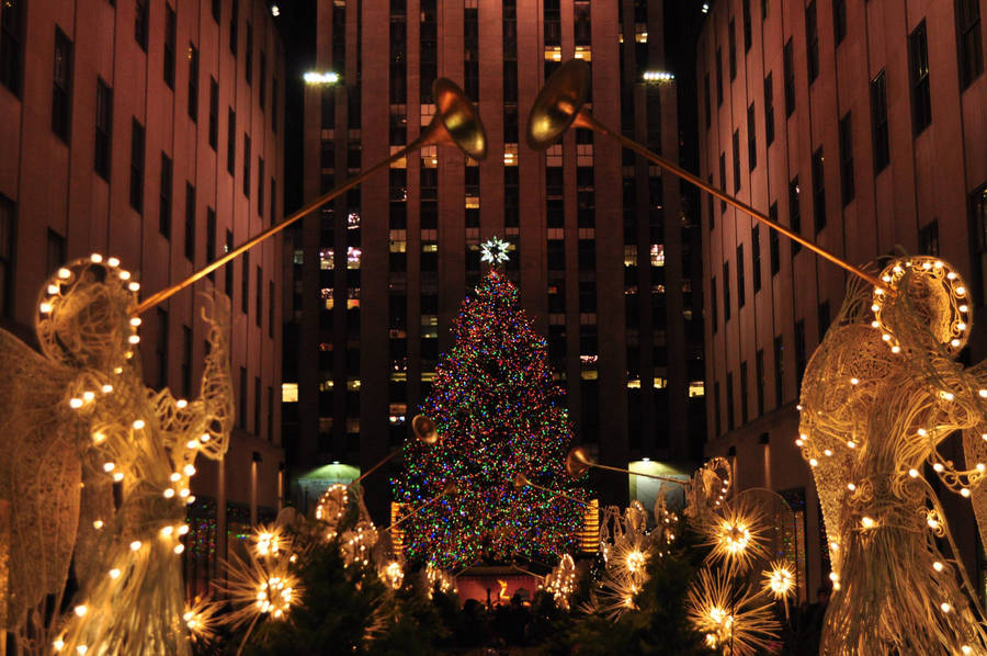 Times Square Rockefeller Plaza Night Wallpaper