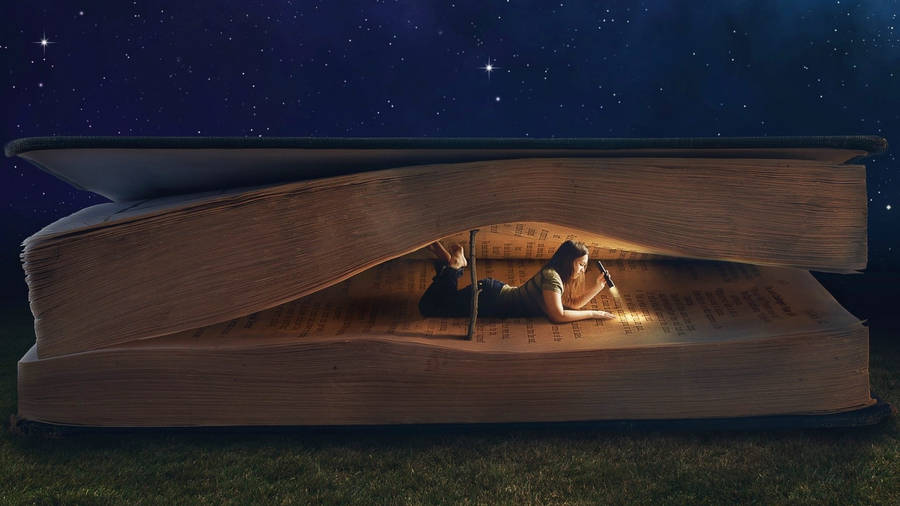 Tiny Girl Reading Book Wallpaper