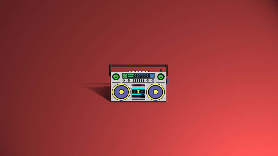 Tiny Gray Boombox In Red Wallpaper