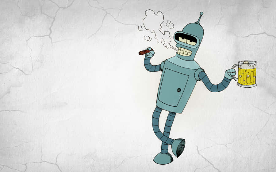 Tipsy Robot Cartoon Illustration Wallpaper