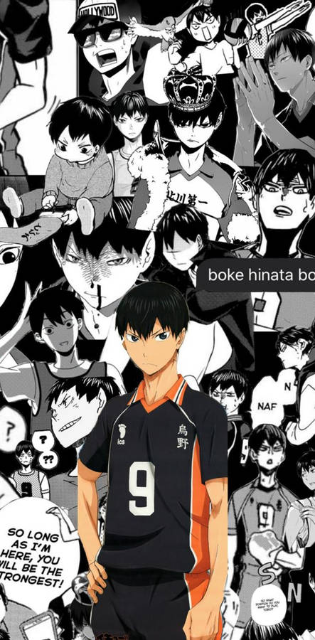 Tobio Kageyama Black And White Collage Wallpaper