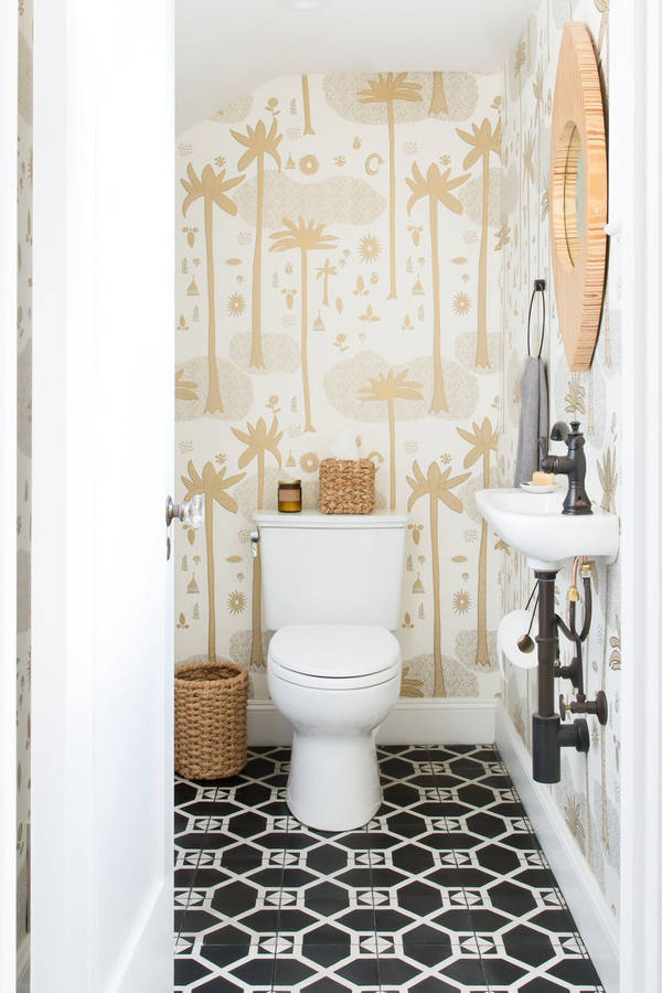 Toilet Boho Palm Trees Interior Wallpaper