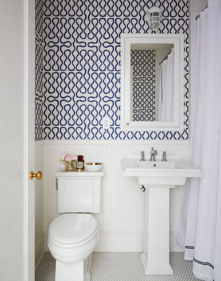 Toilet Navy Abstract Pattern Wallpaper