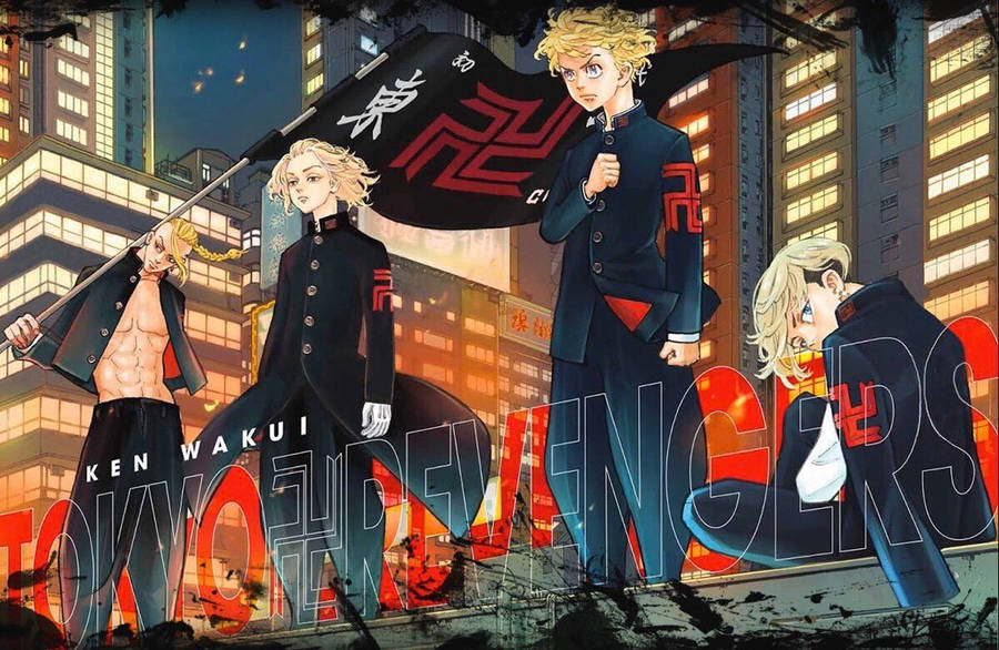 Tokyo Revengers Characters On Building Edge Laptop Wallpaper