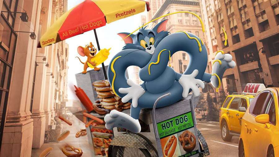 Tom And Jerry 4k Hotdog Stand Wallpaper