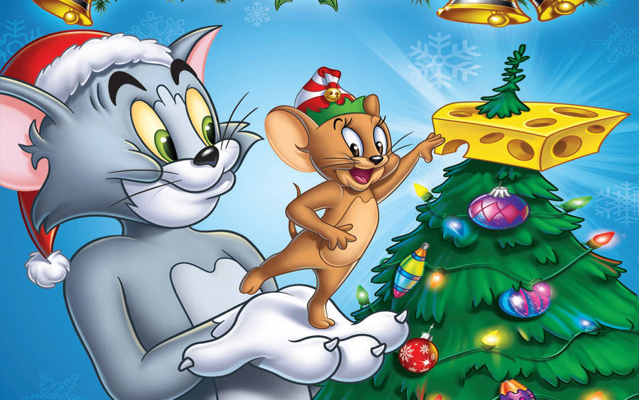 Tom And Jerry Cute Christmas Wallpaper