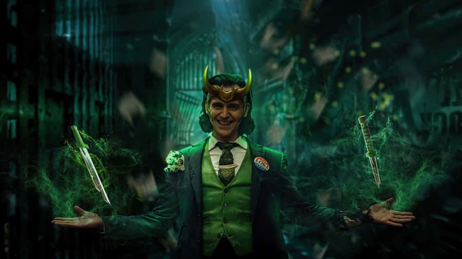 Tom Hiddleston As The Notorious Loki In The Marvel Cinematic Universe Wallpaper