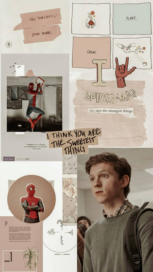 Tom Holland Aesthetic Collage Wallpaper