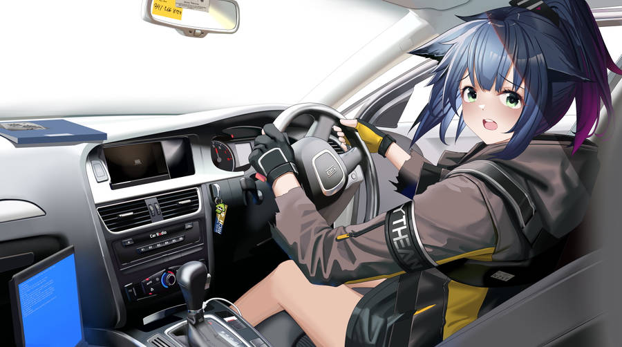 Tomboy Anime Girl In A Car Wallpaper