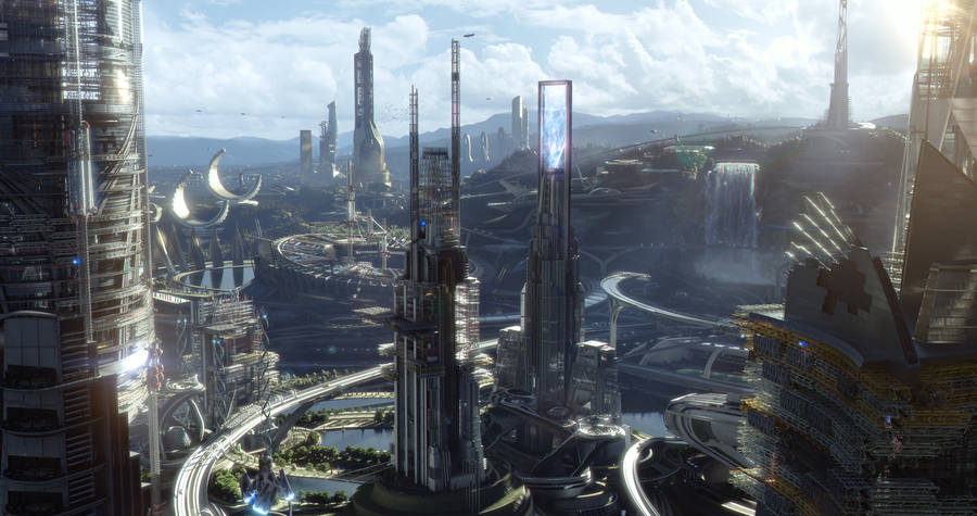 Tomorrowland Movie Futuristic City Wallpaper