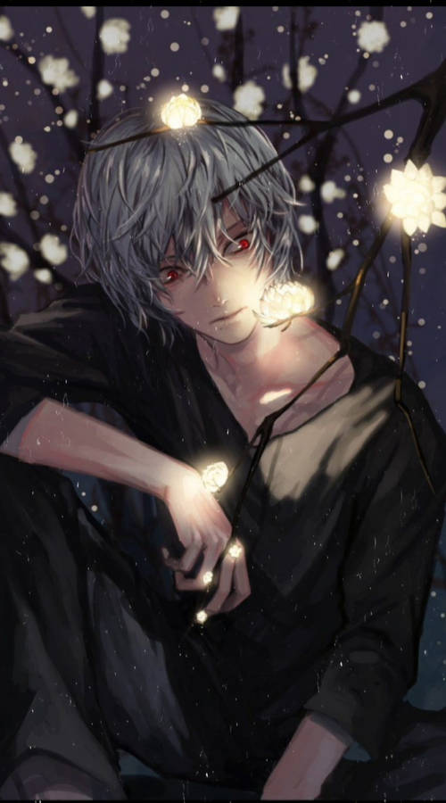 Tomura Shigaraki Sad Boy Cartoon Glowing Flowers Wallpaper