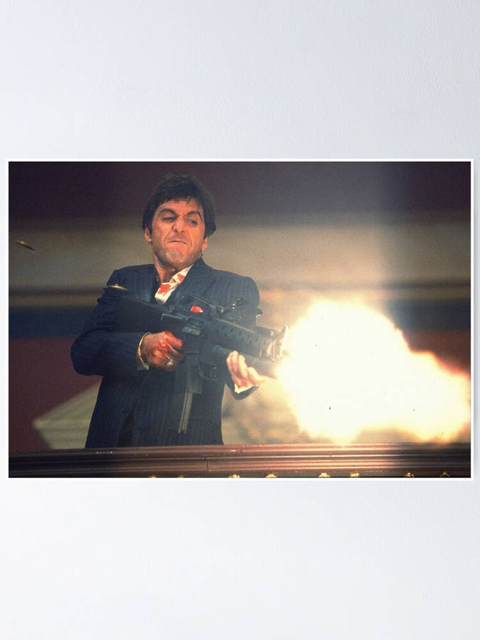 Tony Montana Scarface Shooting Scene Wallpaper