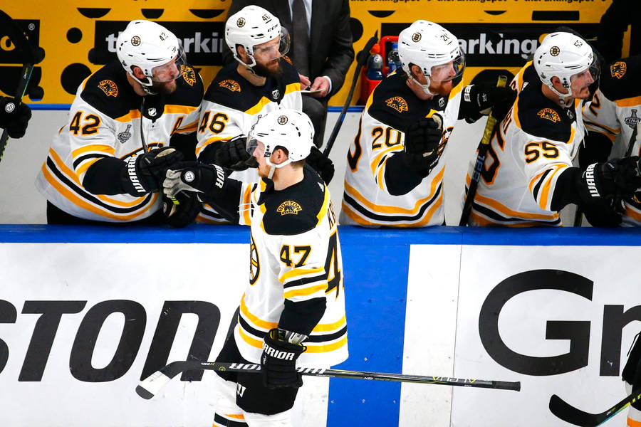 Torey Krug High Five With Teammates Wallpaper