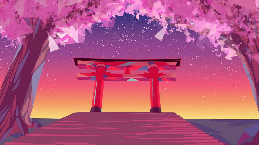 Torii Gate Polygon Art Wallpaper