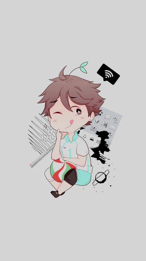 Toru Oikawa Chibi Drawing Wallpaper