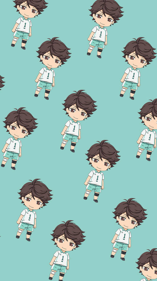 Toru Oikawa Chibi Pattern Wallpaper