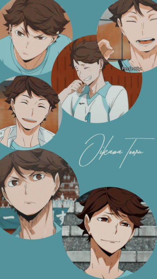 Toru Oikawa Circle Collage Wallpaper