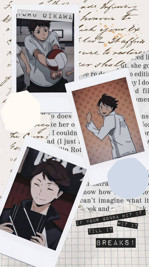 Toru Oikawa Polaroid Collage Wallpaper