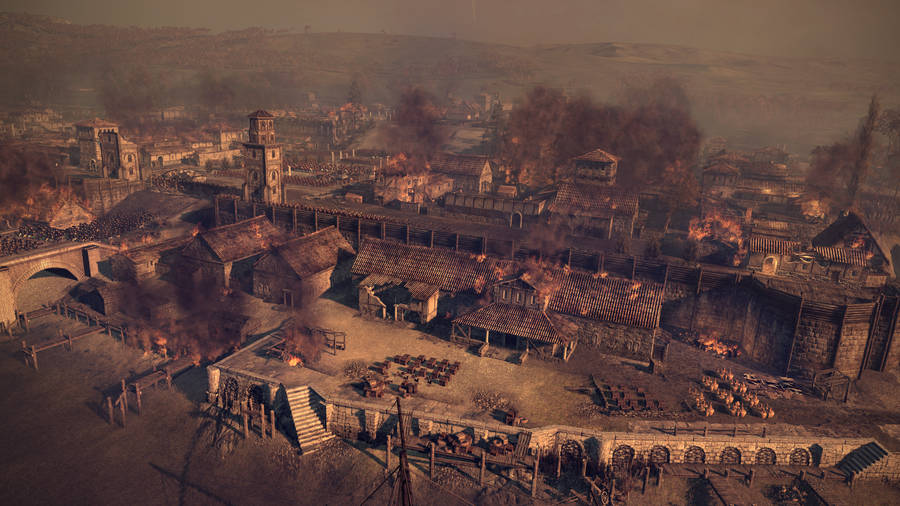 Total War Attila Burning Village Wallpaper