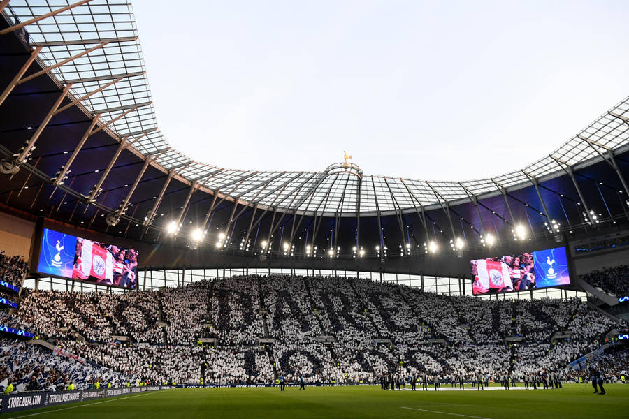 Tottenham Hotspurs Fc Motto In Stadium Wallpaper