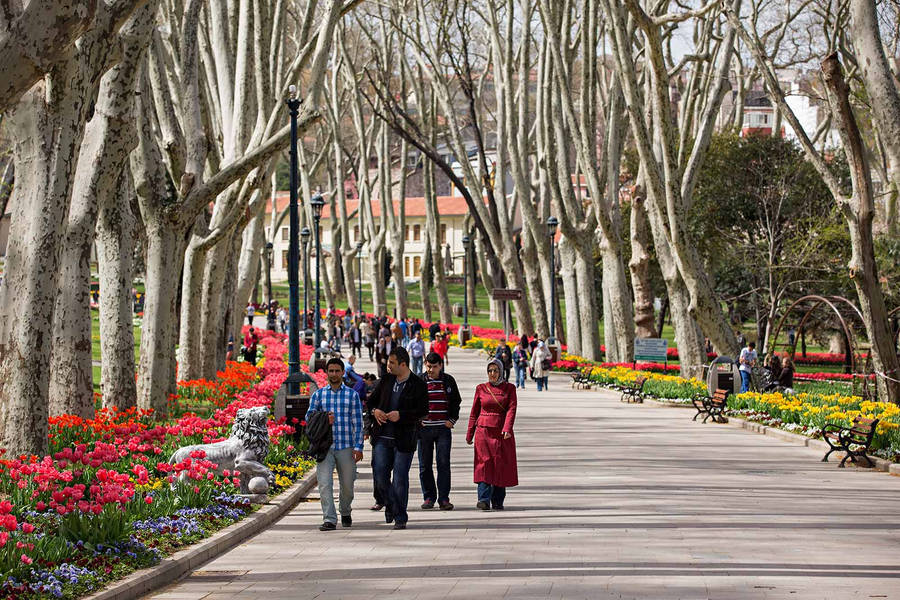 Tourists In Streets Of Istanbul Wallpaper