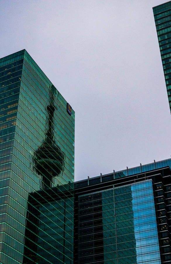 Tower Building Reflection Tonal Contrast Wallpaper