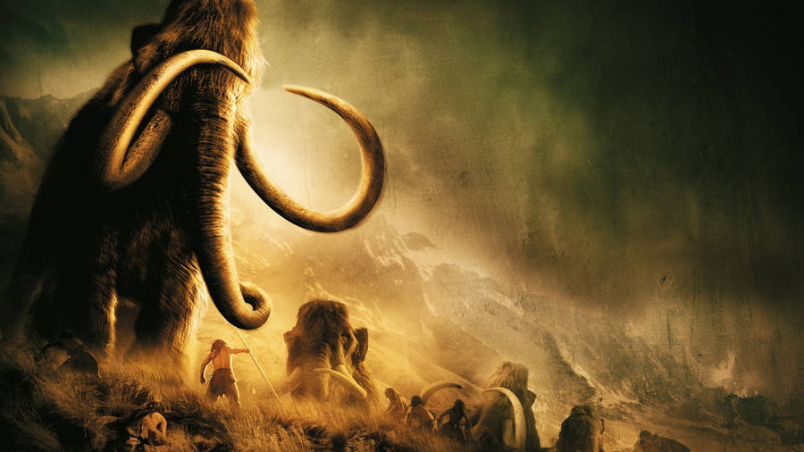 Towering Mammoth Vs Men Wallpaper