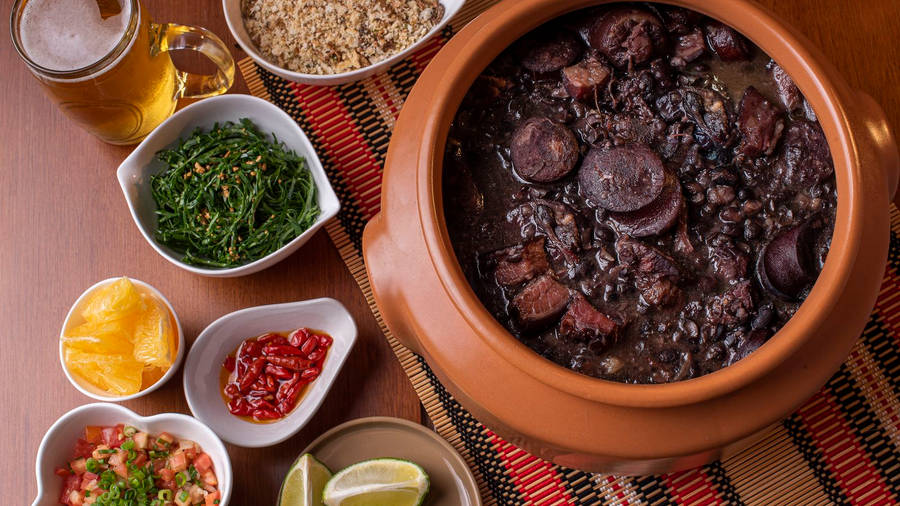 Traditional Brazilian Bean Stew Feijoada With Beer Wallpaper