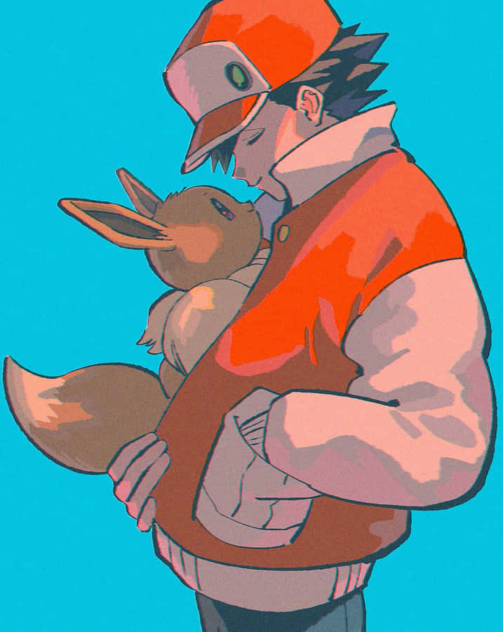 Trainerand Eevee Bonding Moment Wallpaper