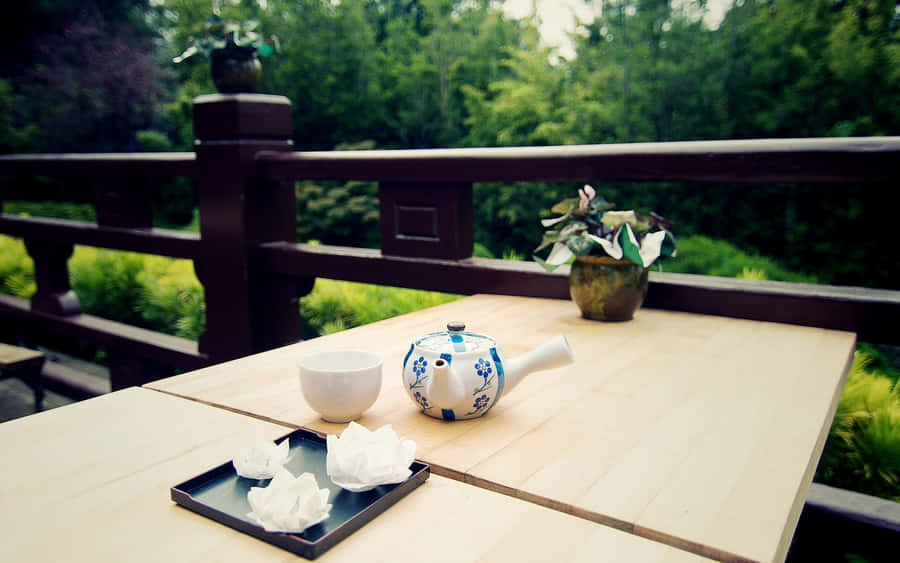 Tranquil Tea Time Setting Wallpaper