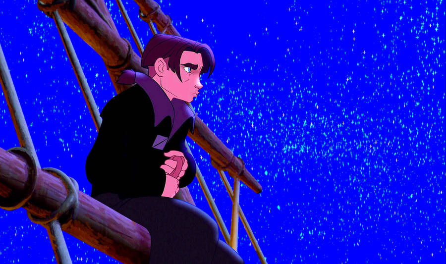 Treasure Planet Jim Hawkins Sulking On Mast Wallpaper