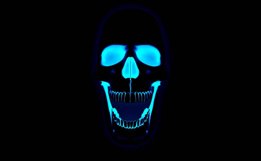 Trending Neon Blue Skull Face Wallpaper