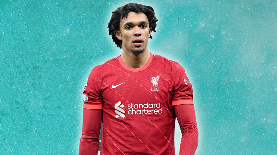 Trent Alexander-arnold Glowing Turquoise Background Wallpaper