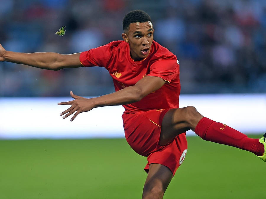 Trent Alexander-arnold Kicking Short Hair Wallpaper