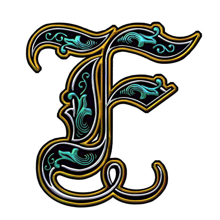 Tribal Green Letter F Wallpaper