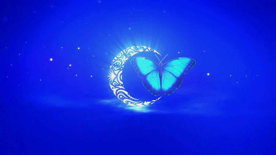 Tribal Moon Night Butterfly Wallpaper