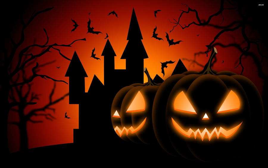 Trick Or Treat Castle Pumpkins Wallpaper