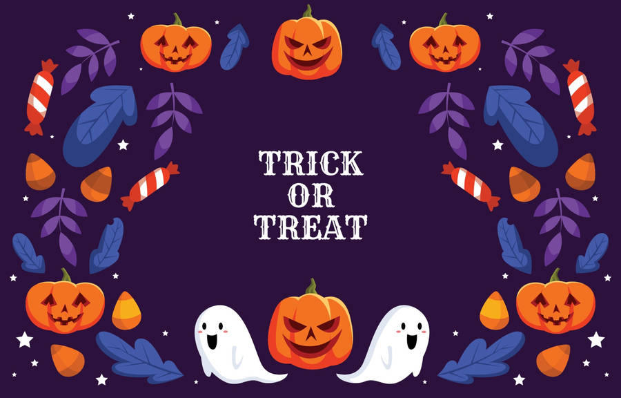 Trick Or Treat Halloween Computer Purple Wallpaper