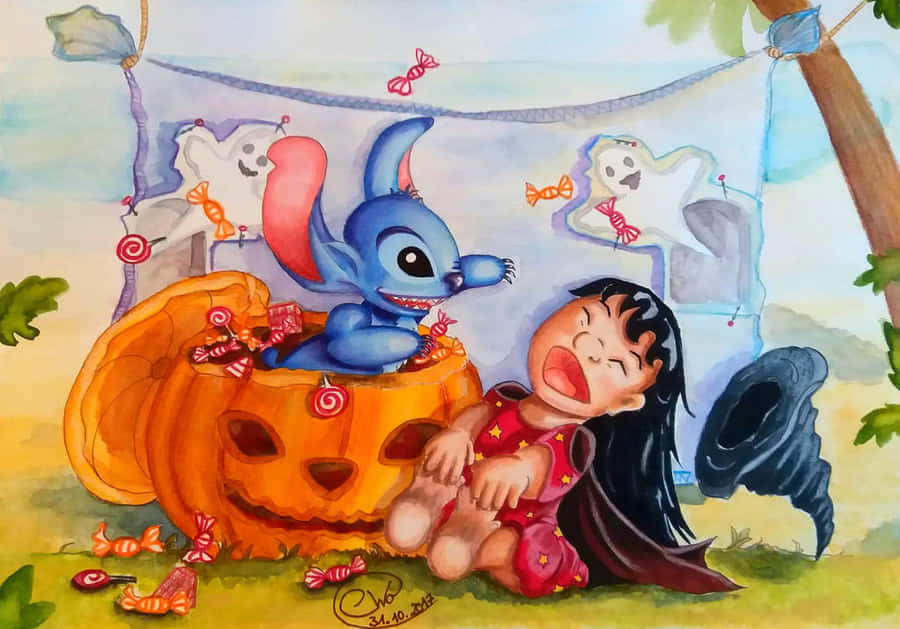 Trick Or Treat With Lilo And Stitch! Wallpaper
