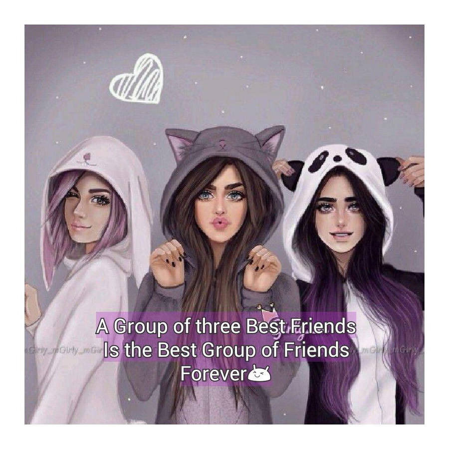 Trio In Hoodies Best Friends Wallpaper