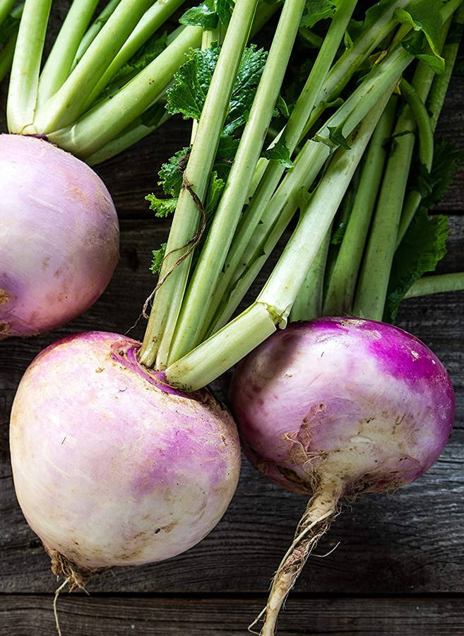 Trio Of Fresh Purple Turnips Wallpaper