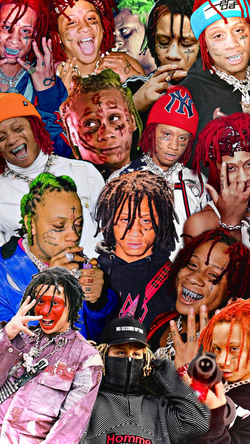 Trippie Redd Photo Collage Wallpaper