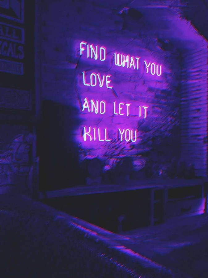 Trippy Dark Purple Neon Sign Wallpaper